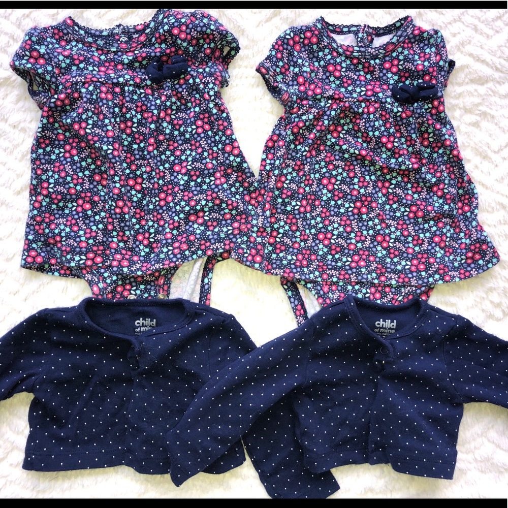 Twin baby girl cardigan and romper